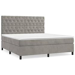 Foto van The living store boxspring met matras fluweel lichtgrijs 160x200 cm - bed