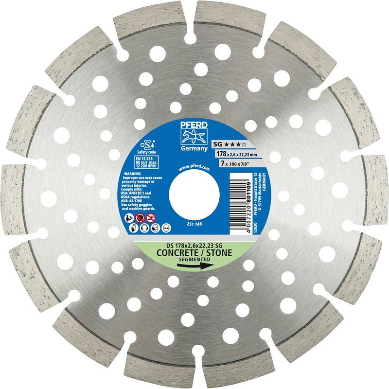 Foto van Pferd 68000043 ds sg diamanten doorslijpschijf diameter 178 mm 1 stuk(s)