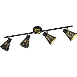 Foto van Led wandspot - wandverlichting - trion holmino - e14 fitting - 4-lichts - rond - mat zwart - aluminium