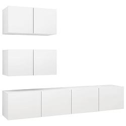 Foto van The living store hangende tv-kasten - tv meubelset - 60 x 30 x 30 cm - 80 x 30 x 30 cm - wit - spaanplaat