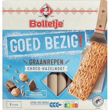 Foto van Bolletje goed bezig! graanrepen choco hazelnoot met stukjes chocolade 9 stuks 210g bij jumbo