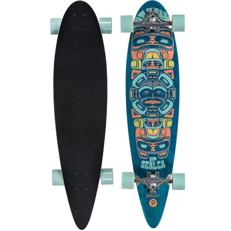 Foto van Playlife longboard seneca 97 x 23 cm hout zwart/blauw