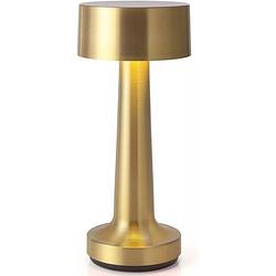 Foto van Goliving tafellamp oplaadbaar - draadloos en dimbaar - moderne touch lamp - nachtlamp - 21 cm - goud