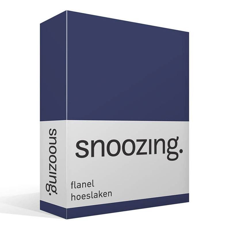 Foto van Snoozing - flanel - hoeslaken - 200x200 cm - navy