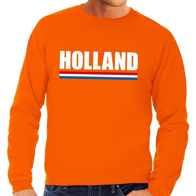 Foto van Oranje holland supporter sweater / trui heren - oranje koningsdag/ supporter kleding xl