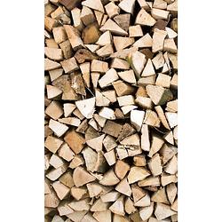 Foto van Dimex timber logs vlies fotobehang 150x250cm 2-banen