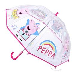 Foto van Disney peppa pig paraplu - transparant/roze - d71 cm - voor kinderen - paraplu'ss