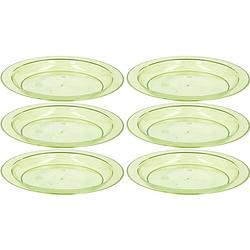 Foto van 6x groene plastic borden/bordjes 20 cm - bordjes