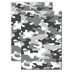 Foto van Set van 2x stuks camouflage/legerprint wiskunde schrift/notitieboek grijs ruitjes 10 mm a4 formaat - notitieboek