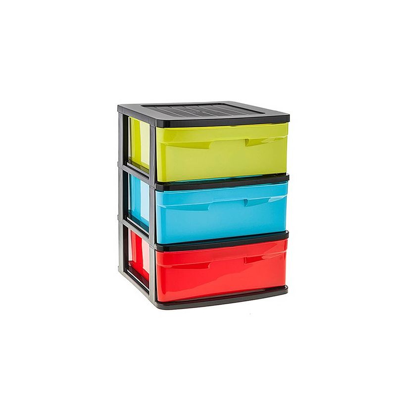 Foto van Ladeblok/bureau organizer met 3x lades zwart/transparant l40 x b39 x h39.5 cm - ladeblok