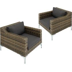 Foto van Tectake - modulaire wicker set villanova natuur - 2 x fauteuil - 404659