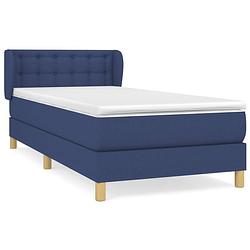 Foto van The living store boxspringbed pocketvering - 193x93x78/88 cm - blauw- duurzaam - verstelbaar hoofdbord - comfortabele