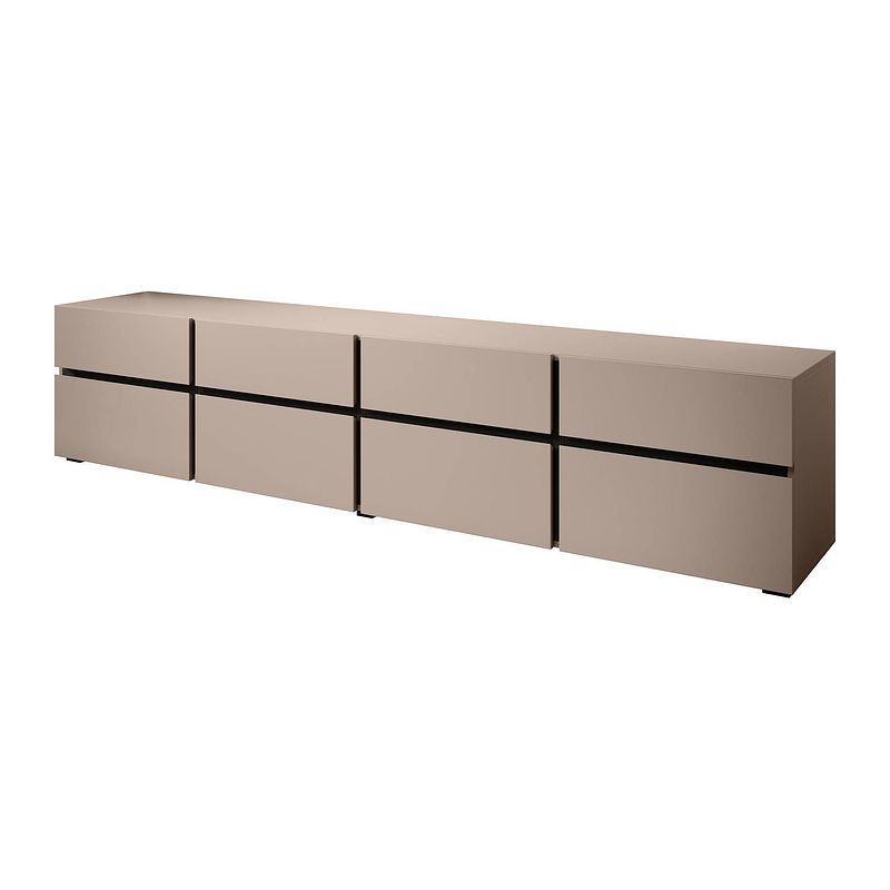 Foto van Meubella tv-meubel cainan - beige - zwart - 225 cm