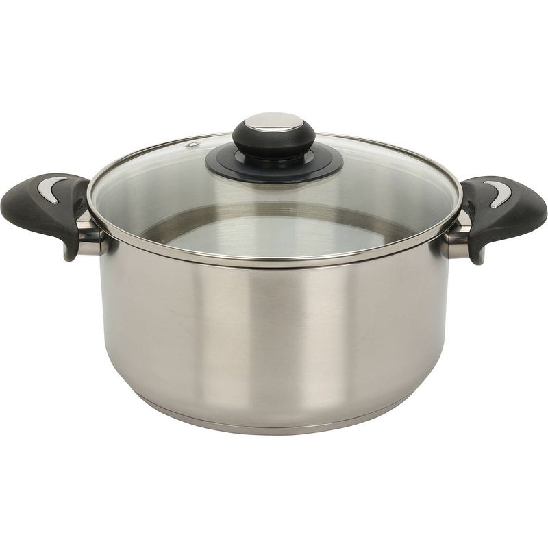 Foto van Excellent houseware kookpan met deksel - rvs/glas - 3.5l - d22 x h11.5 cm - kookpannen