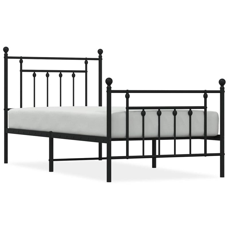 Foto van Vidaxl bedframe met hoofd- en voeteneinde metaal zwart 90x190 cm