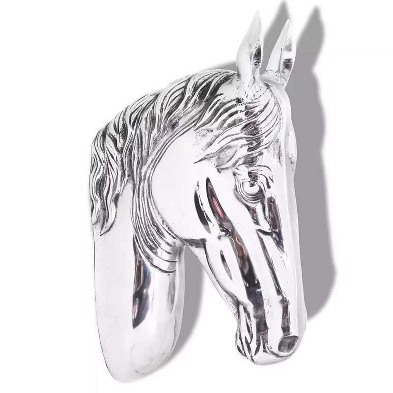 Foto van Vidaxl paardenhoofd muurdecoratie aluminium zilver