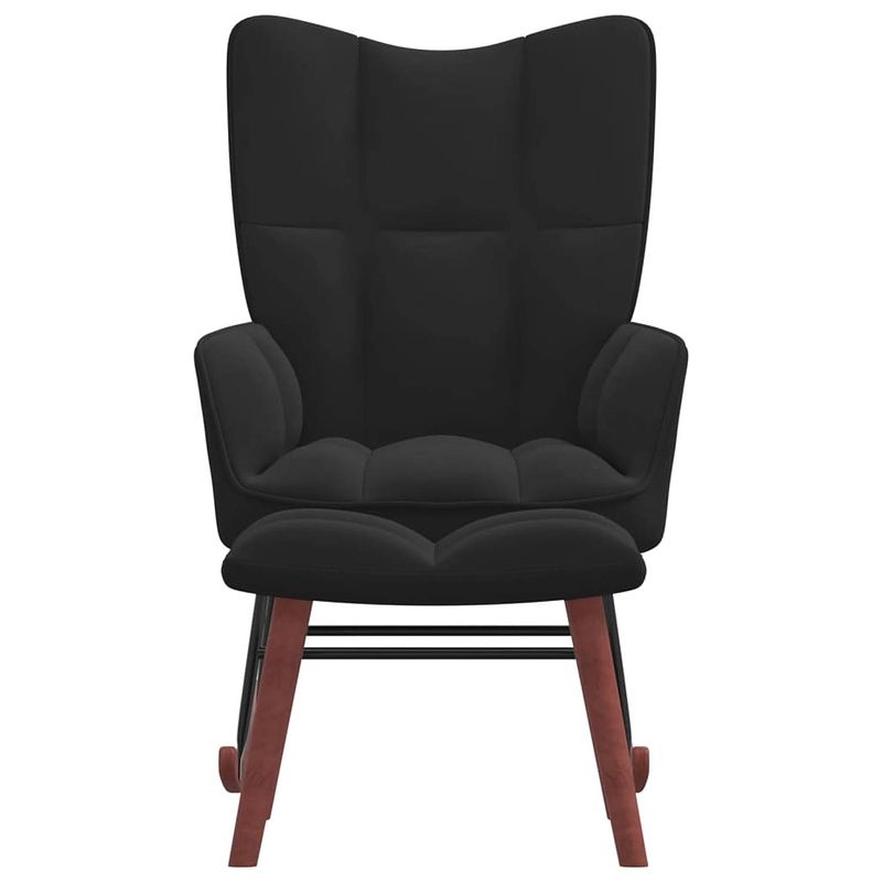 Foto van The living store schommelfauteuil stoel - 61 x 78 x 98 cm - zwart fluweel