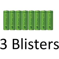 Foto van 24 stuks (3 blisters a 8 st) gp recyko+ rechargeable nimh aa/hr06 2600mah