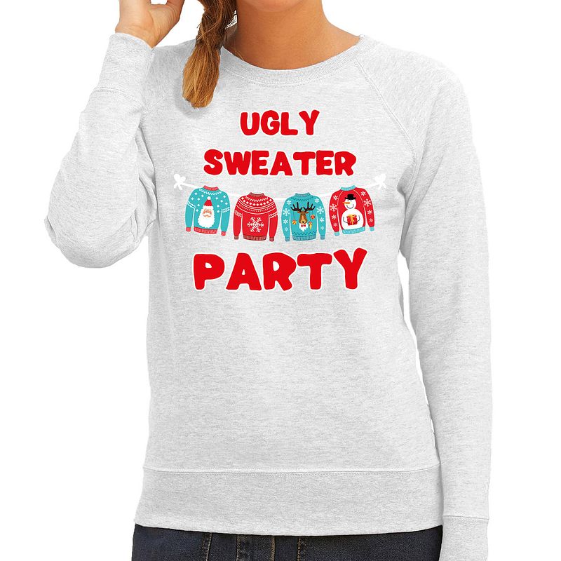 Foto van Grijze kersttrui / kerstkleding ugly sweater party voor dames l - kerst truien