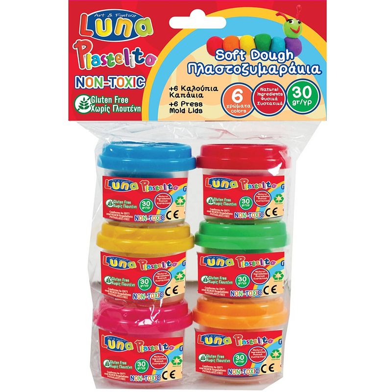 Foto van Luna klei play dough junior 30 gram 6 stuks