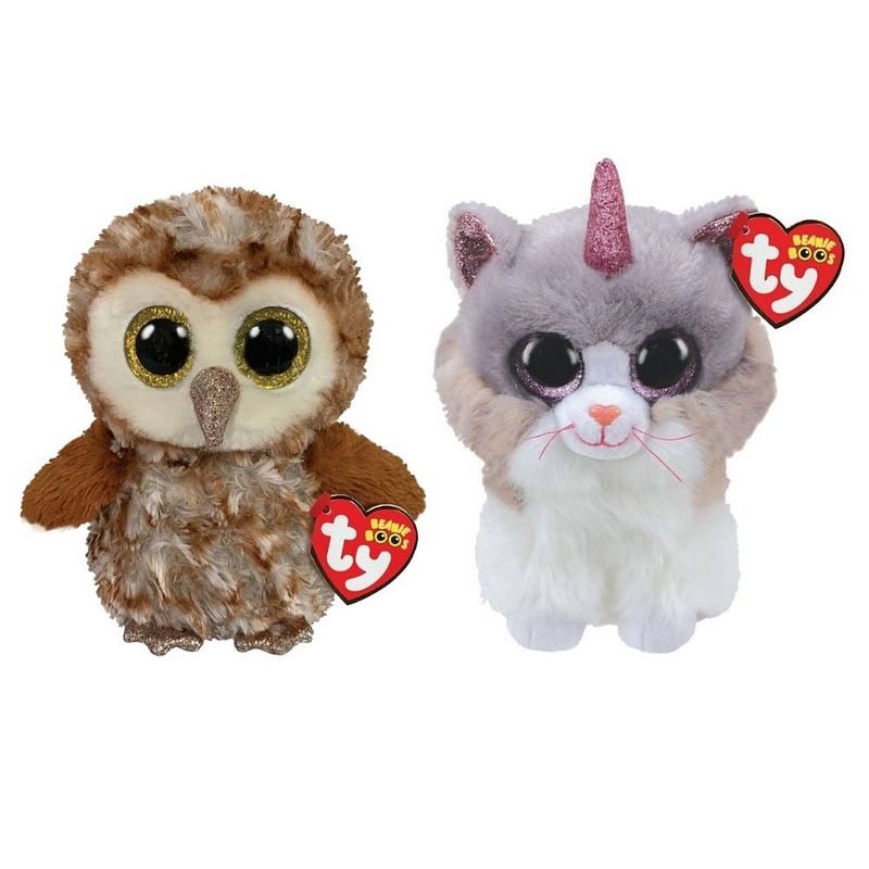 Foto van Ty - knuffel - beanie boo's - percy owl & asher cat