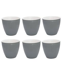 Foto van 6x greengate espressokopje alice steen grijs - set van 6 stuks - 125ml