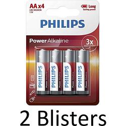 Foto van 8 stuks (2 blisters a 4 st) philips power alkaline aa batterijen