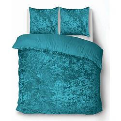 Foto van Isleep dekbedovertrek crushed velvet - turquoise - lits-jumeaux 240x200/220 cm