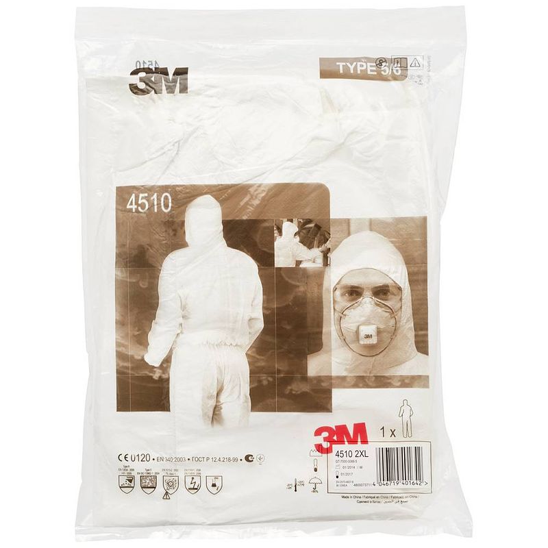 Foto van 3m 4515w2xl wegwerp overall maat: xxl wit