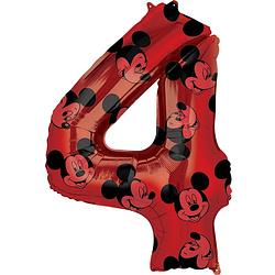 Foto van Amscan folieballon mickey mouse 4 jaar junior 45 x 66 cm rood