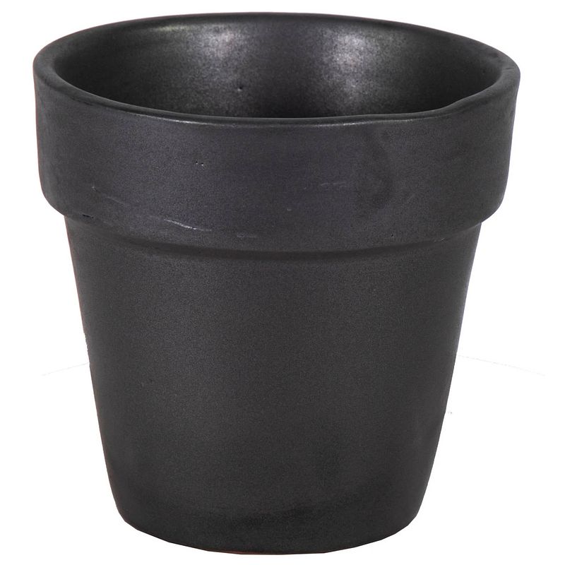 Foto van Plantenpot/bloempot - keramiek - mat zwart - d15 x h15 cm - plantenpotten