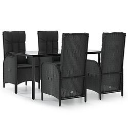 Foto van Vidaxl 5-delige loungeset met kussens poly rattan zwart