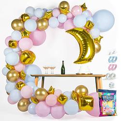 Foto van Fissaly® gender reveal & babyshower ballonnenboog blauw & roze - jongen of meisje versiering - boy or girl decoratie