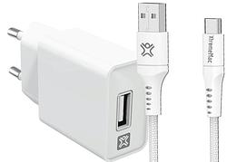 Foto van Xtrememac oplader 12w +  usb c kabel 2m nylon wit