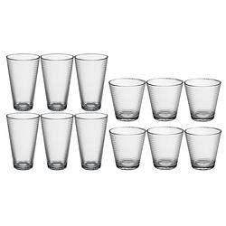 Foto van Set 12x stuks benit-serie water/drink glazen 250 en 340 ml van glas - drinkglazen