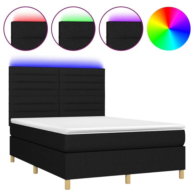 Foto van The living store boxspring bed - led - 140 x 200 cm - zwart