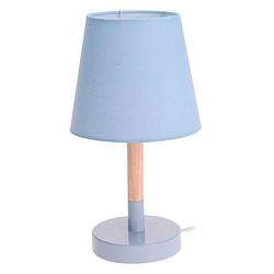 Foto van Lichtblauwe tafellamp/schemerlamp hout/metaal 23 cm - tafellampen