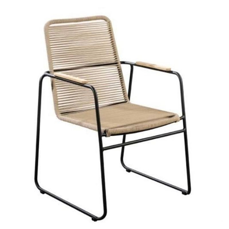 Foto van Yoi - wasabi stackable dining chair alu black/rope natural