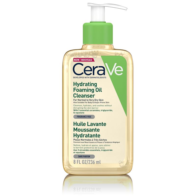 Foto van Cerave hydrating foaming oil cleanser - voor normale tot (zeer) droge huid - voor gezicht en lichaam