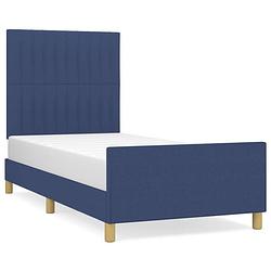 Foto van The living store bedframe - blauw - 203 x 93 x 118/128 cm - verstelbaar hoofdeinde