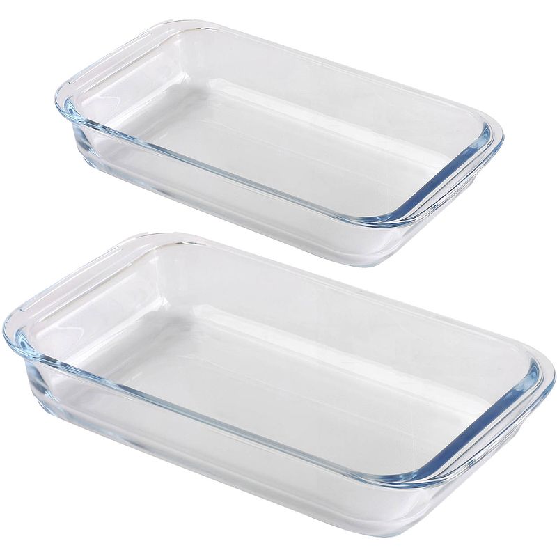 Foto van Chef traiteur ovenschaal set 2-delig - rechthoek - glas - 1,6l en 2,2l - keuken - ovenschalen