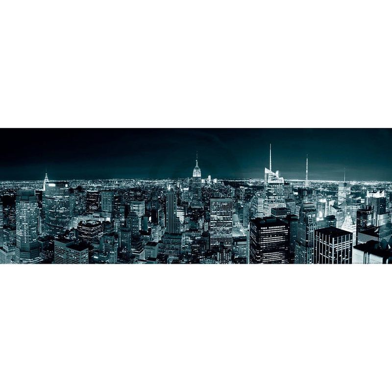 Foto van Shutterstock - manhatten skyline at night kunstdruk 95x33cm