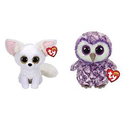 Foto van Ty - knuffel - beanie boo's - phoenix fox & moonlight owl