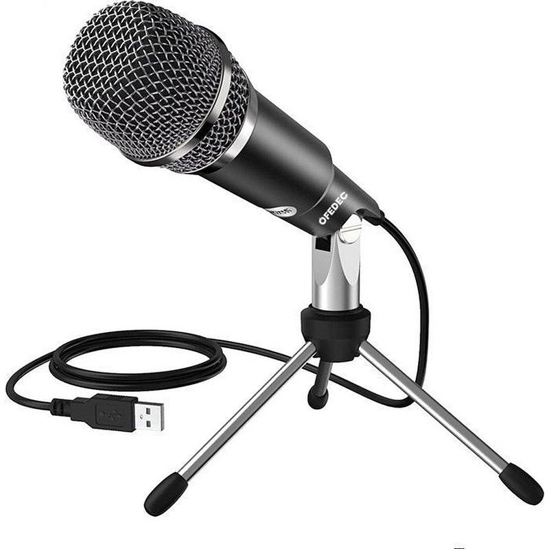 Foto van Fedec usb professionele microfoon - condensator - 3-poot standaard - pc & consoles - zwart