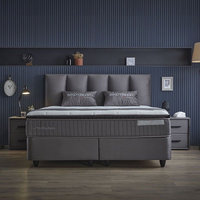 Foto van 1-persoons boxspring met opbergruimte birdybedd - antraciet - antraciet 90x200 cm - pocketveringen - inclusief topper - dekbed-discounter.nl