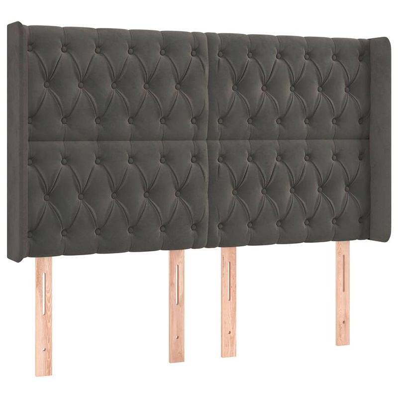 Foto van The living store hoofdeind classic - bedaccessoires - 163x16x118/128 cm - donkergrijs