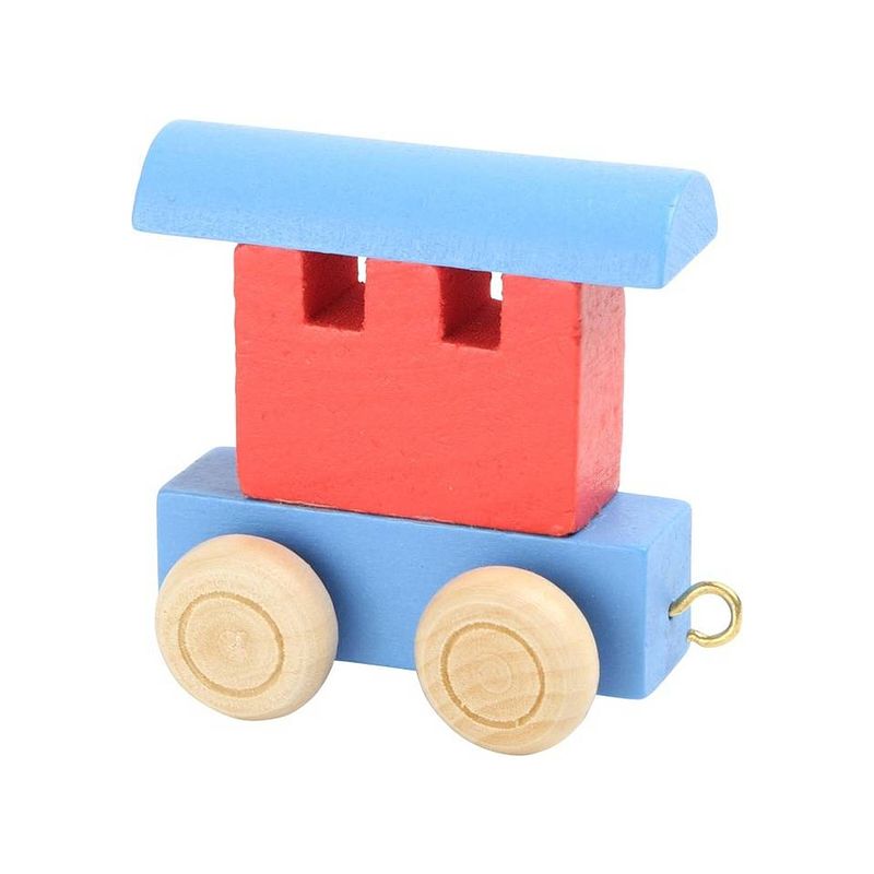 Foto van Small foot treinwagon hout rood/blauw 6 x 3 x 5,5 cm