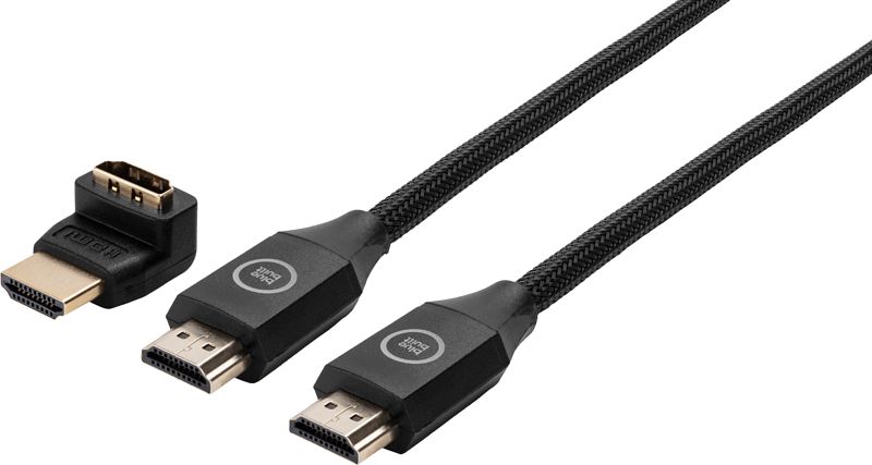 Foto van Bluebuilt hdmi 2.0b kabel nylon 2 meter + 90° adapter