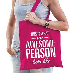 Foto van Awesome person cadeau tas roze katoen - feest boodschappentassen