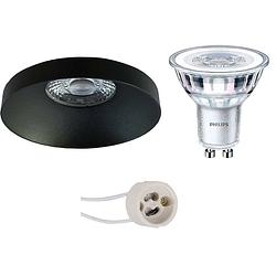 Foto van Led spot set - pragmi vrito pro - gu10 fitting - inbouw rond - mat zwart - ø82mm - philips - corepro 830 36d - 4w - warm